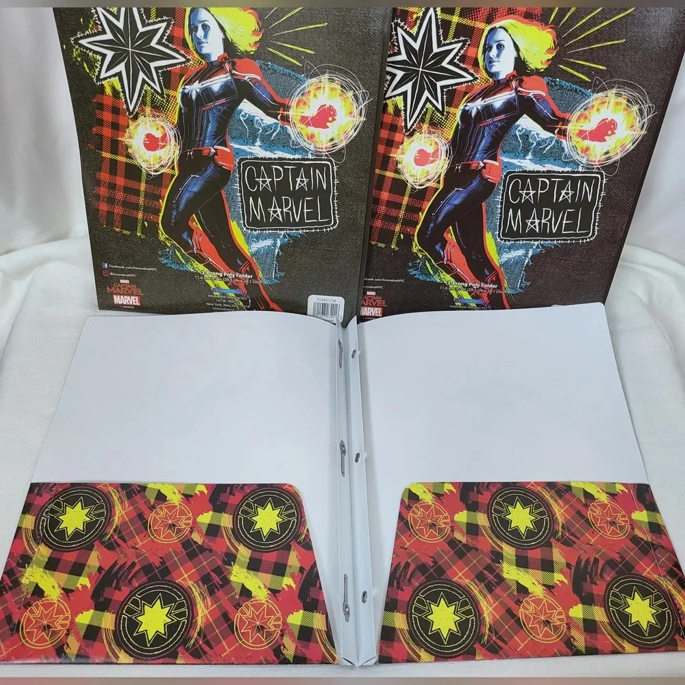 Marvel 3pcs. Captain Marvel 3 Prong 2‎ Pocket Poly Folders